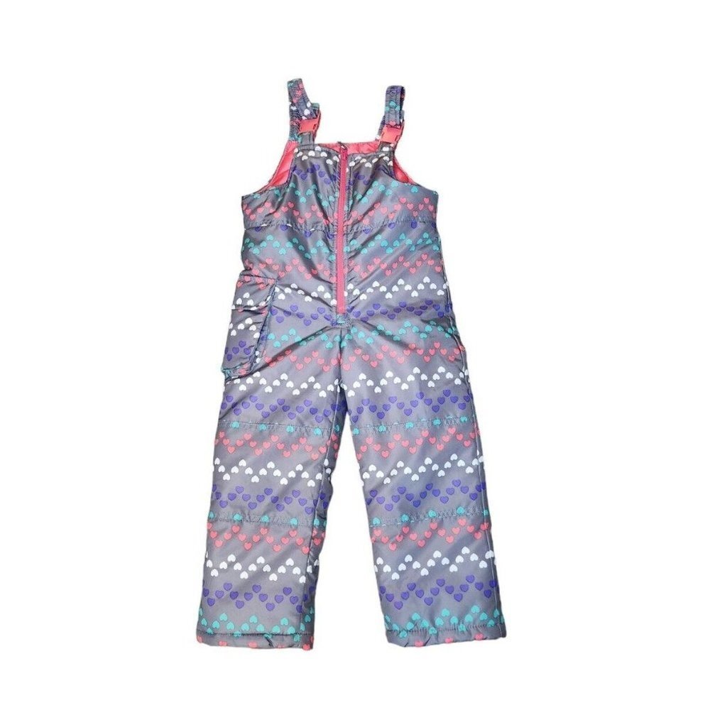 London Fog Girls Gray Pink Purple Teal Patterned Snow Bib